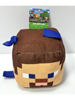Minecraft Steve Chewy Block Plush, Square Stuffed Dog Toy Mojang NWT